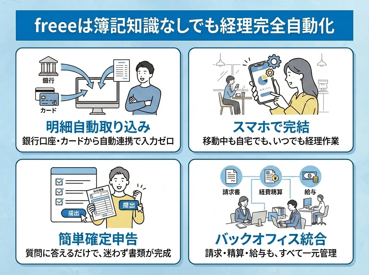 簿記の知識ゼロでも経理を完全自動化！freeeが選ばれる理由