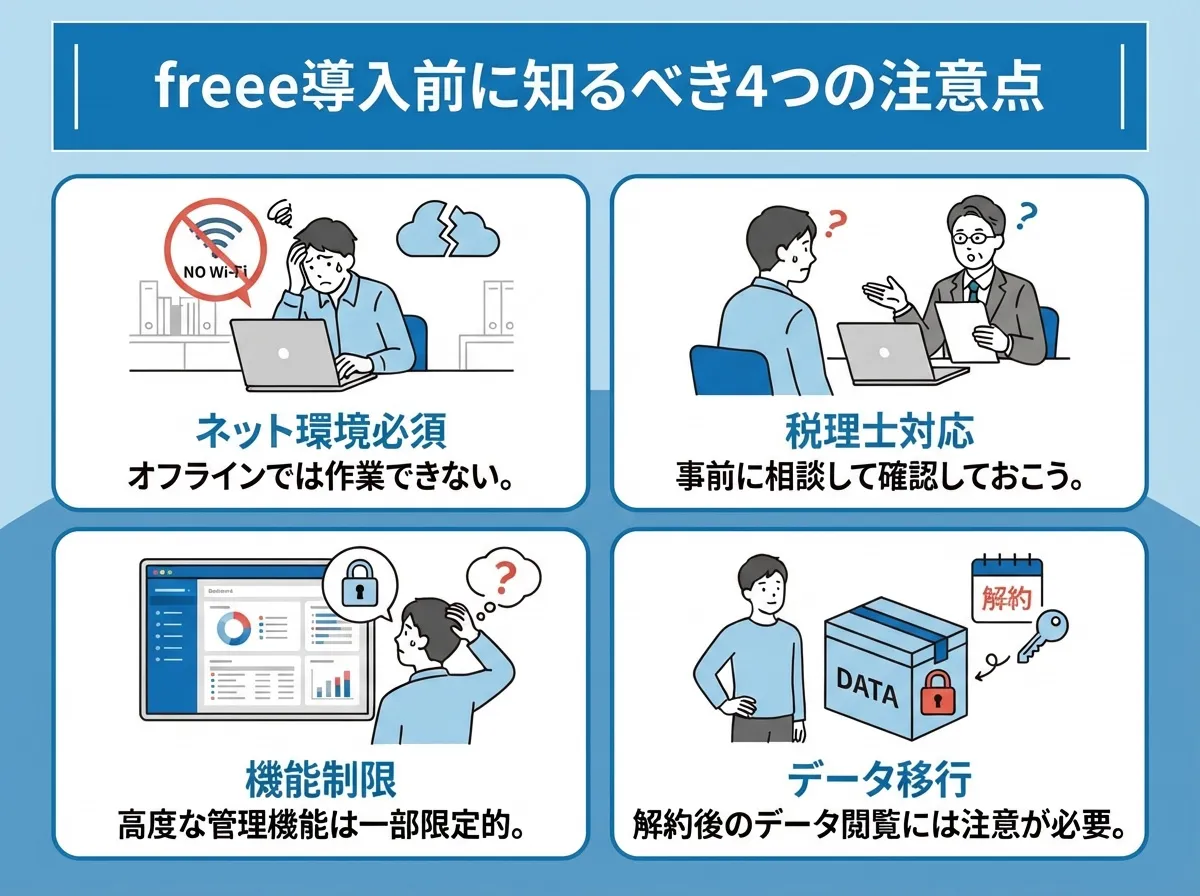 契約前に理解しておくべきfreeeのデメリットと注意点