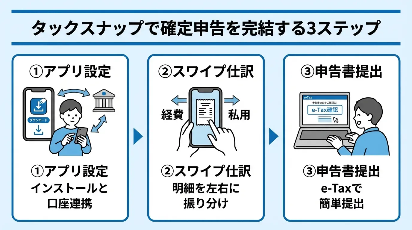 タックスナップで確定申告を完結する3ステップ