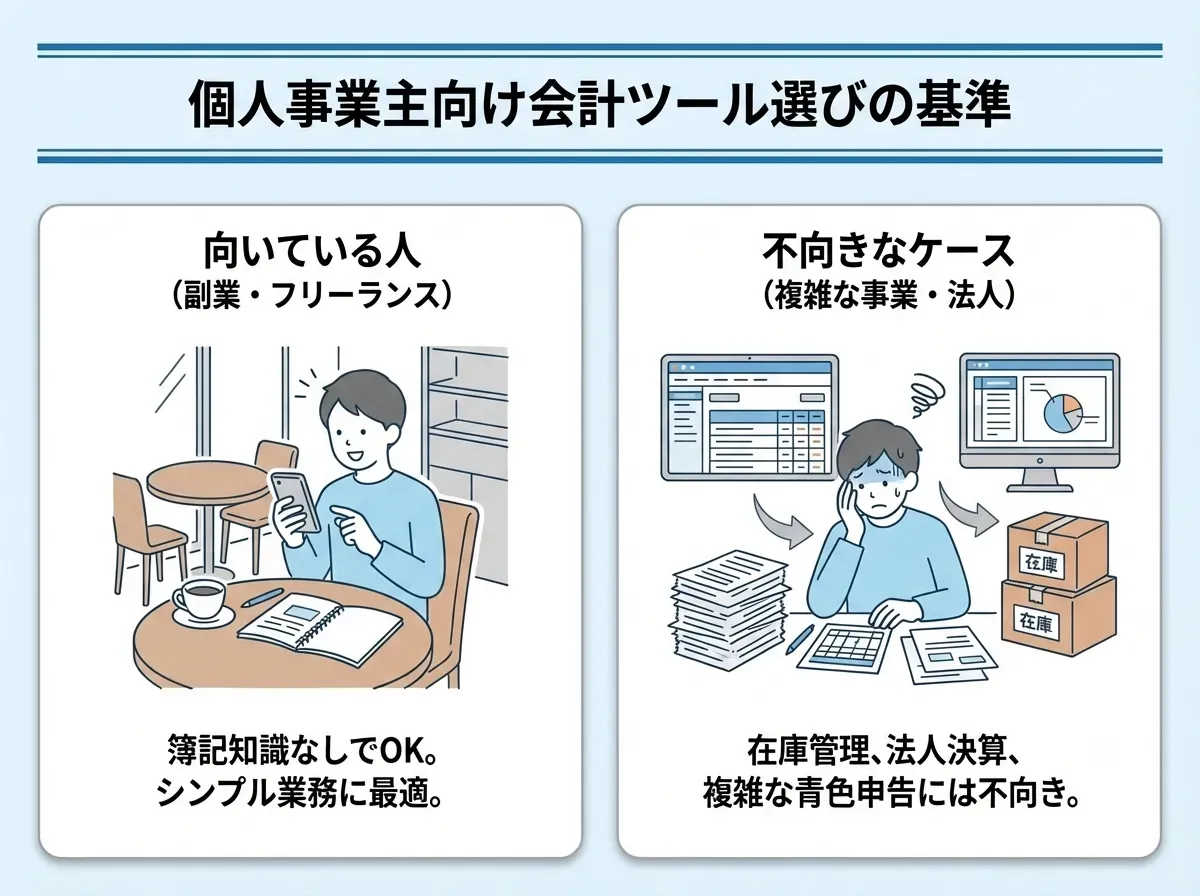 個人事業主向け会計ツールの選び方の基準タックスナップ