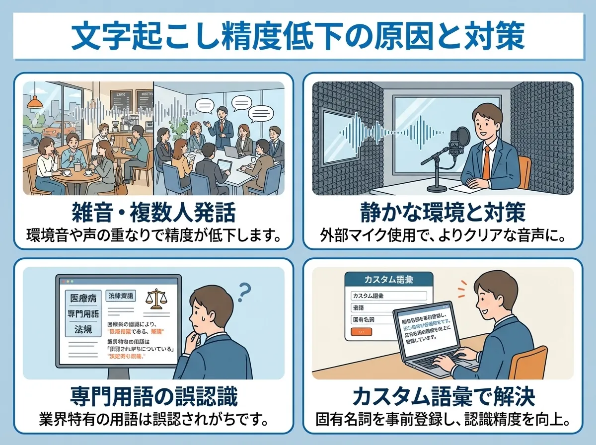 Nottaの文字起こしの精度低下の原因と対策