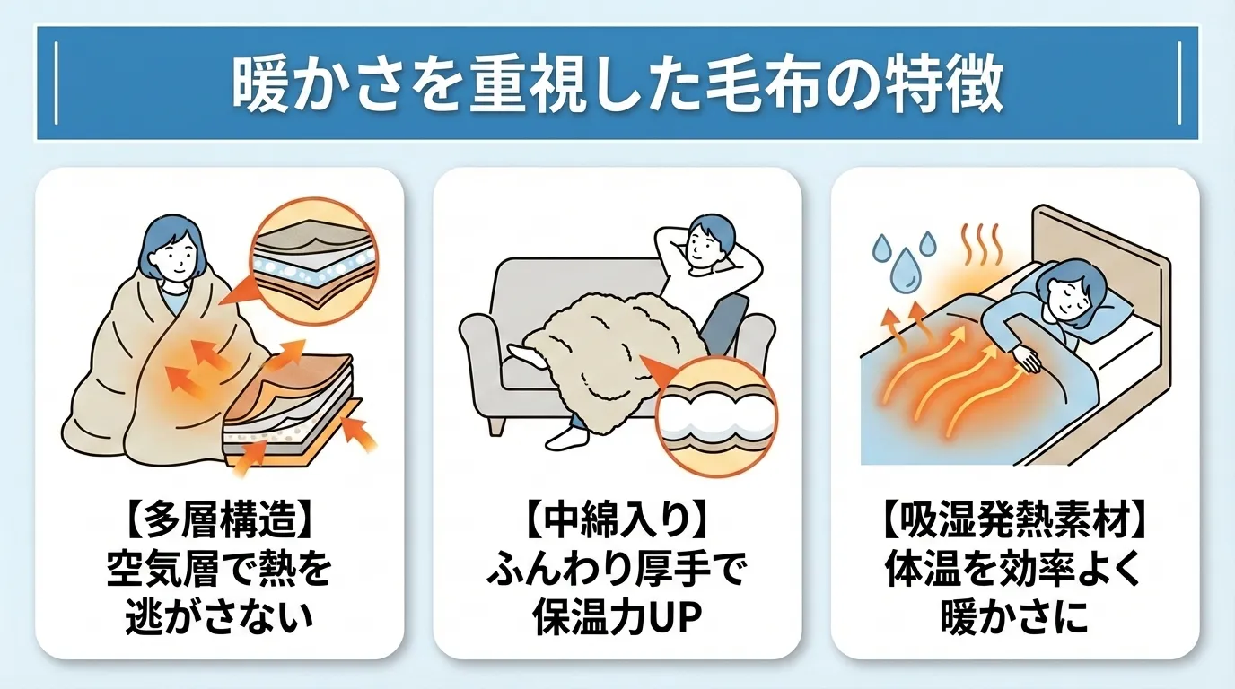 暖かを重視した毛布の特徴