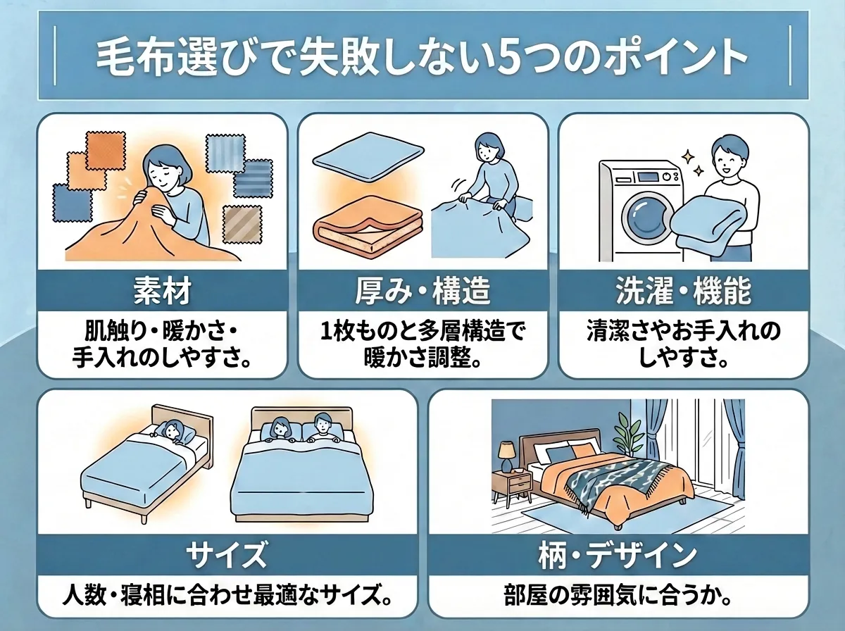 毛布選びで失敗しない5つのポイント