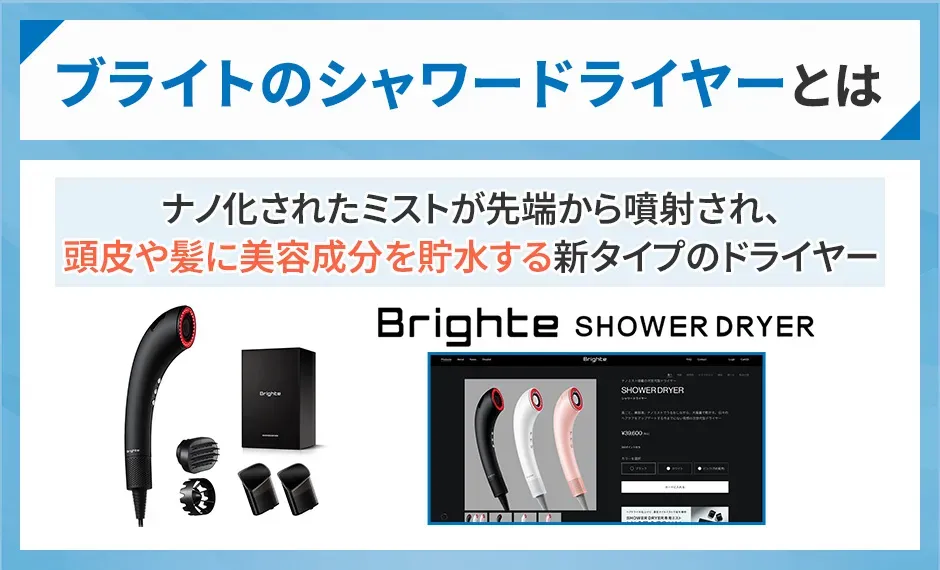 ブライトのシャワードライヤーは頭皮や髪に美容成分を貯水する新タイプのドライヤー