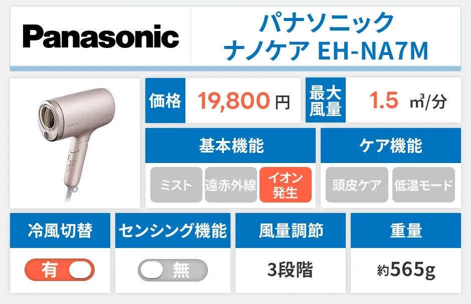 パナソニック ヘアードライヤー ナノケア EH-NA7M
