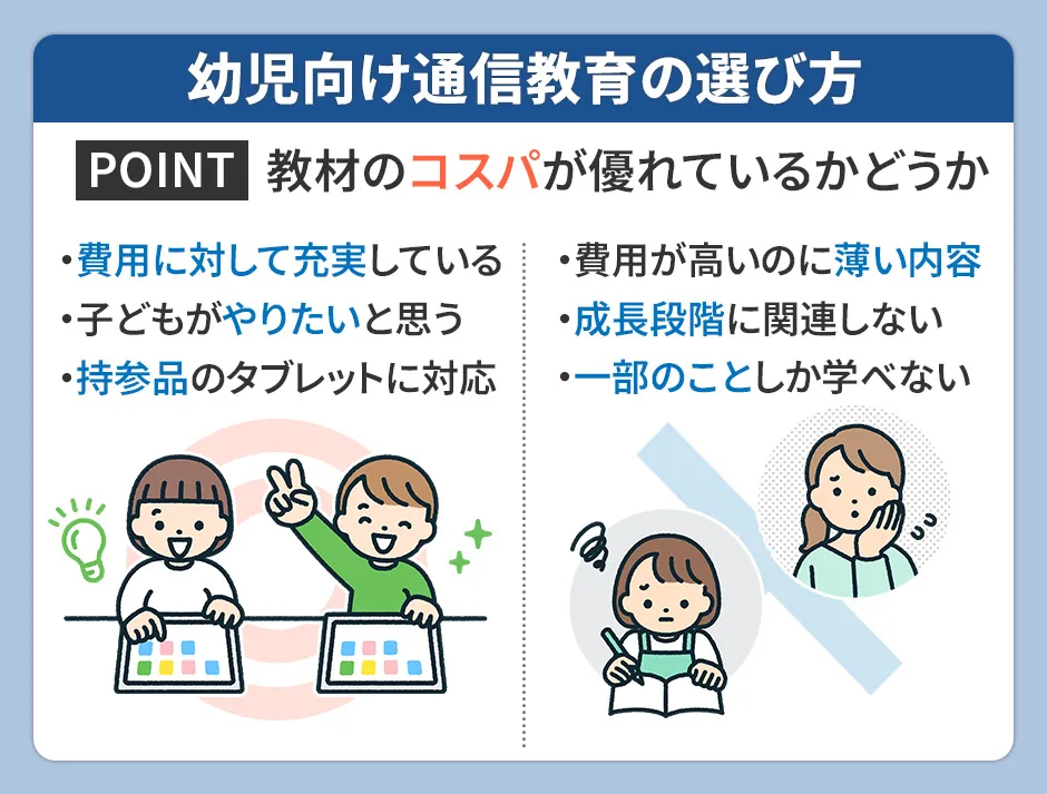 幼児向け通信教育の選び方は教材のコスパが優れているかどうか
