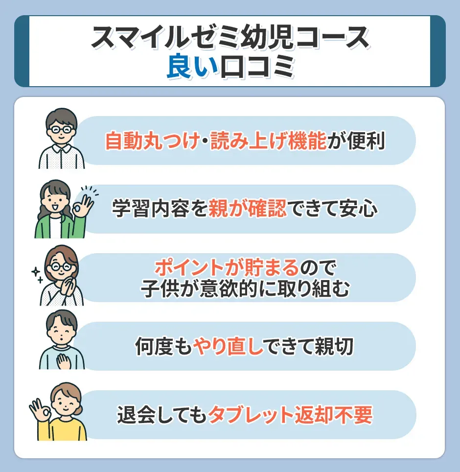 スマイルゼミの幼児コースの良い口コミ