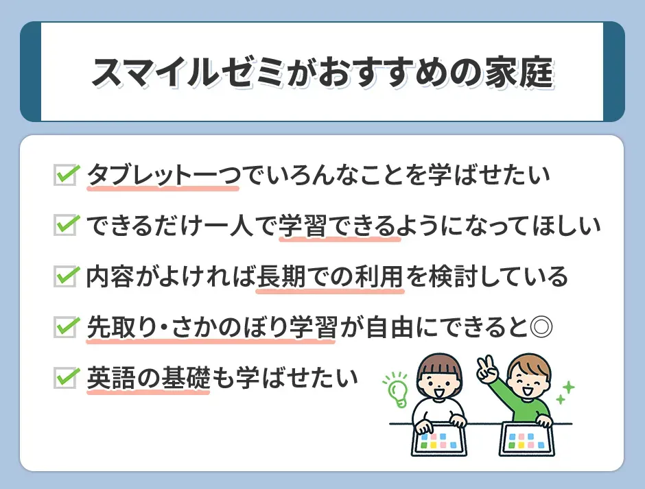 スマイルゼミがおすすめの家庭