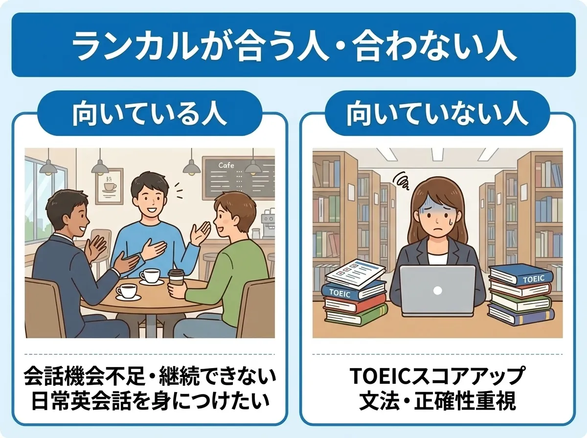 ランカル英会話アプリが向いている人と向いていない人