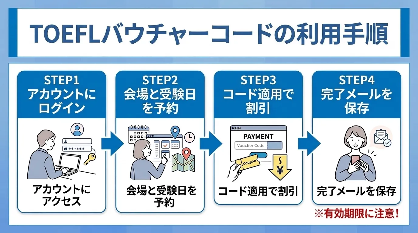TOEFLバウチャーコードの利用手順