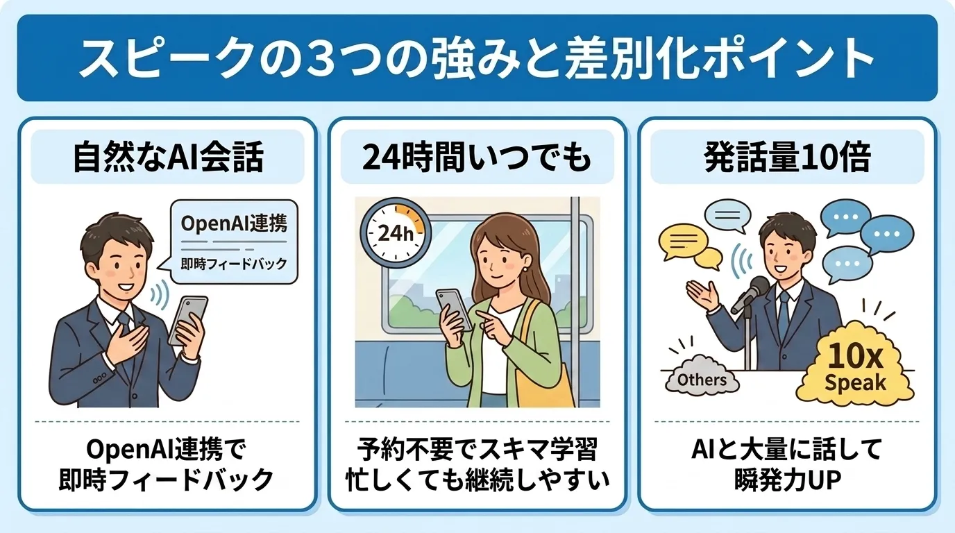 スピークの3つの強みと差別化のポイント