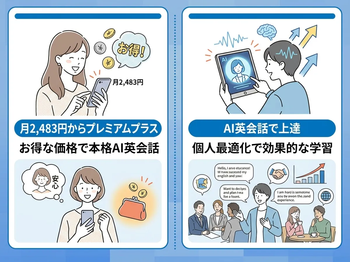 スピークは本格AI英会話学習アプリで月2,483円のプレミアムプラスがおすすめ