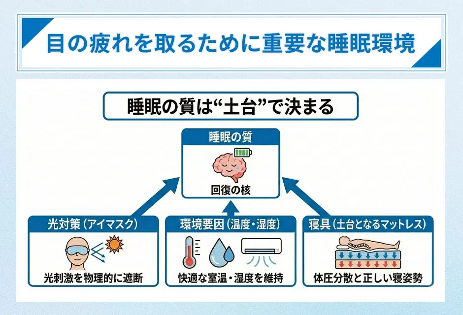 目の疲れを取るために重要な睡眠環境