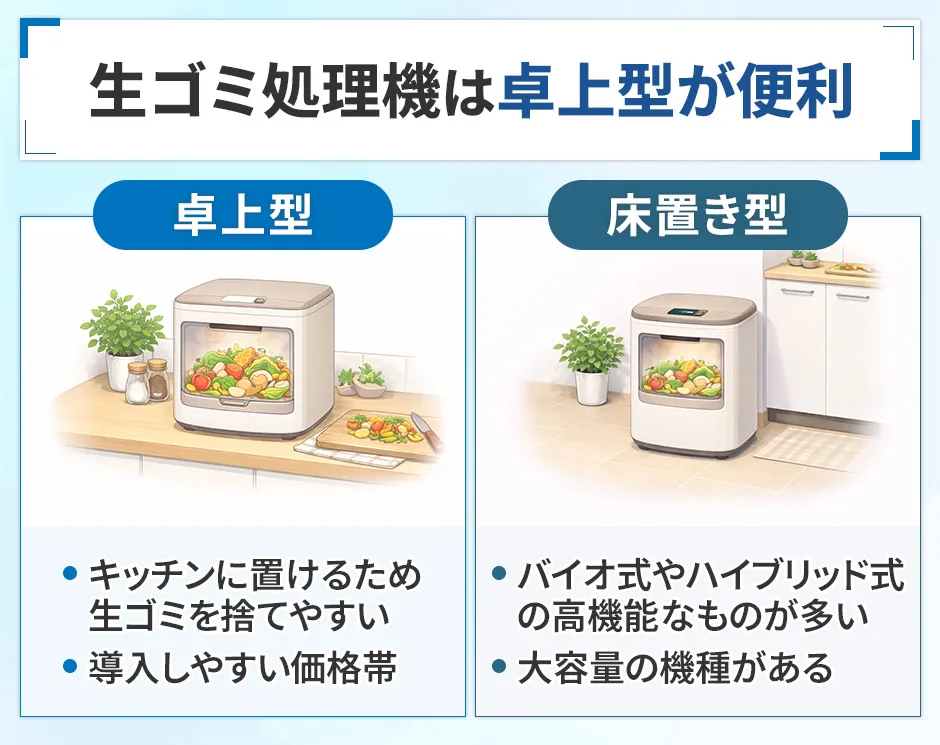 生ゴミ処理機は卓上型が便利