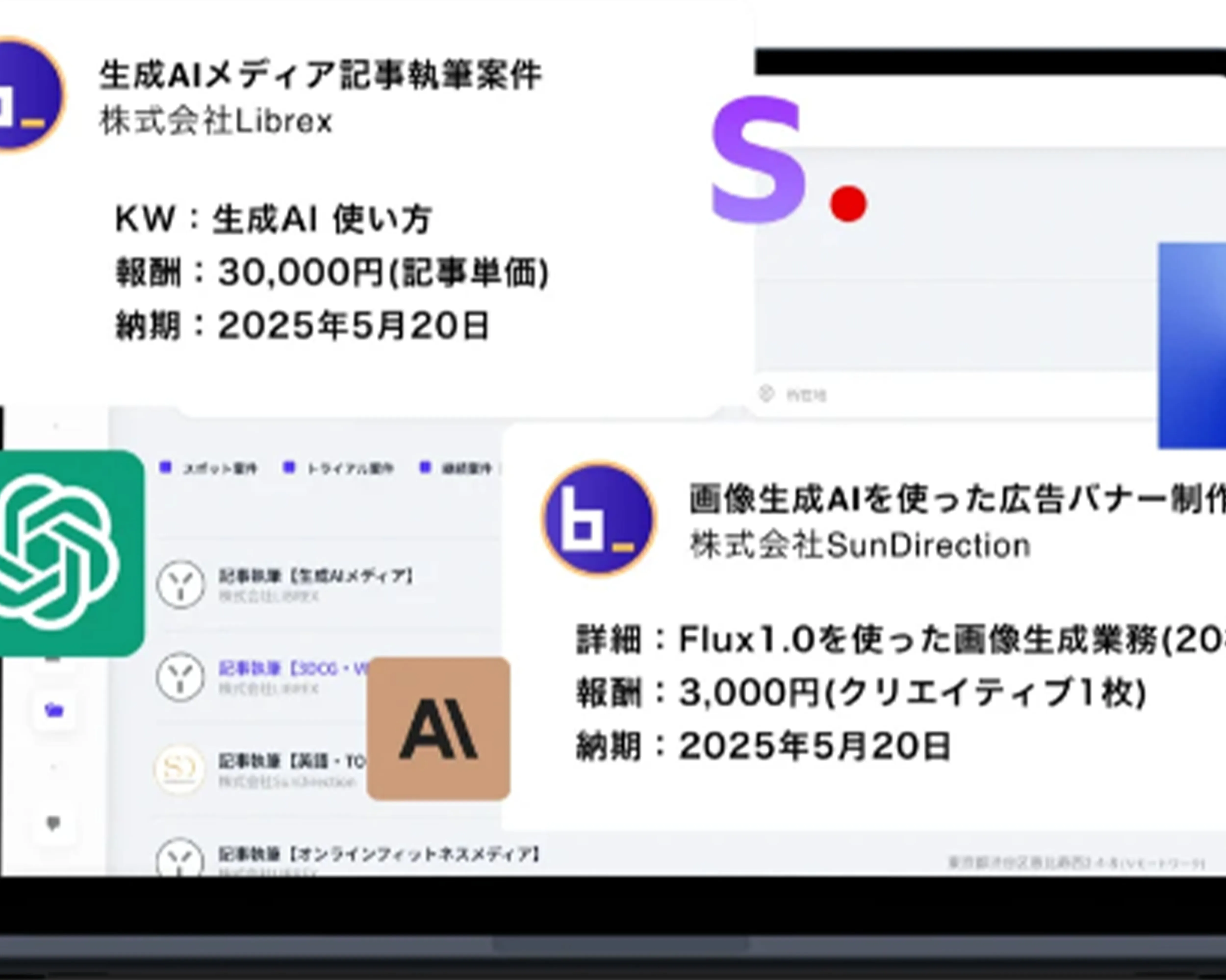 AIライティングやDify開発などの案件獲得サポートあり