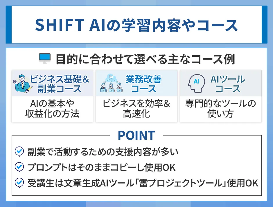 SHIFT AIの学習内容やコース