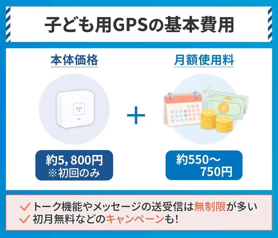 子ども用GPSの基本料金は本体価格+月額使用料
