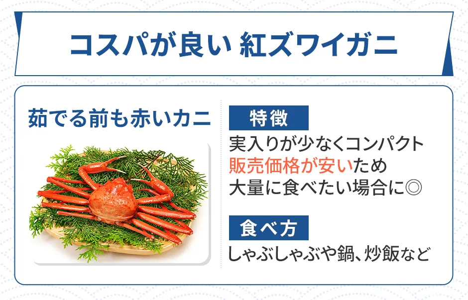 紅ズワイガニの特徴、食べ方