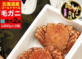 マルゲン後藤水産のカニ、【超特大】毛ガニ800g 前後×2杯セット（1.6kg）
