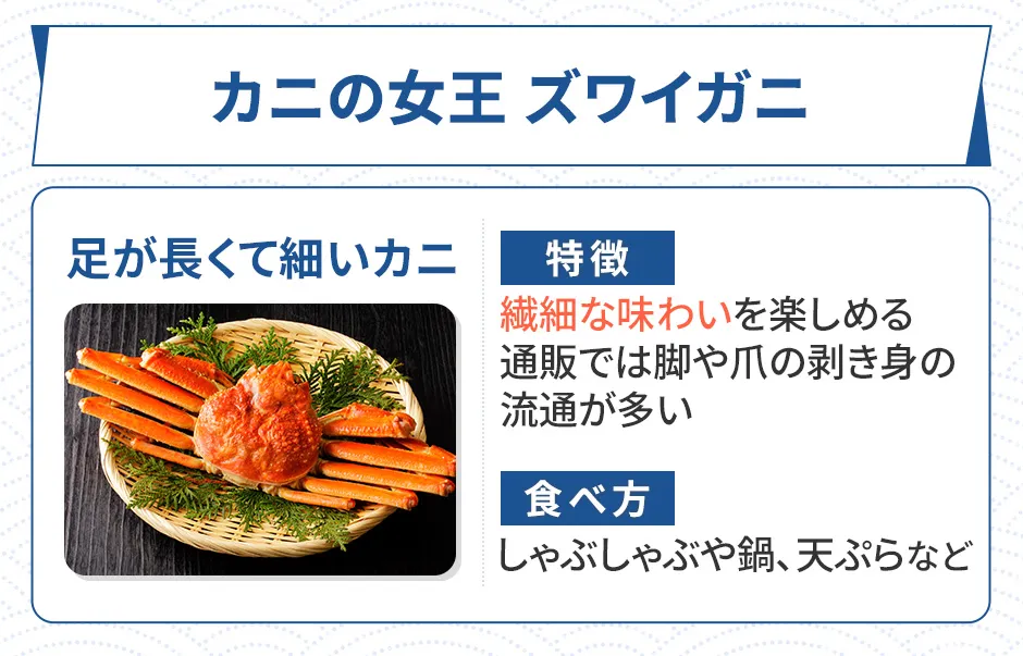 ズワイガニの特徴、食べ方