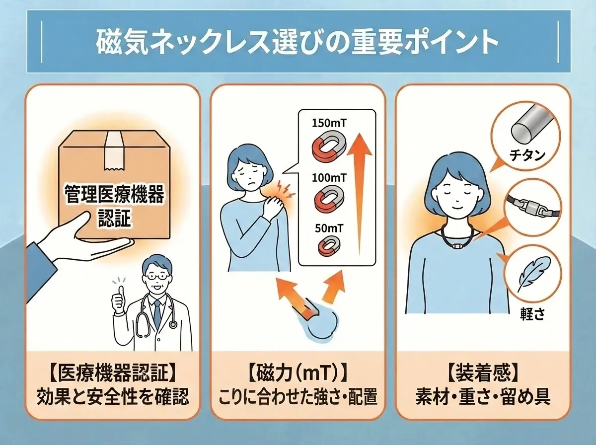 磁気ネックレスを選ぶ際の重要なポイント