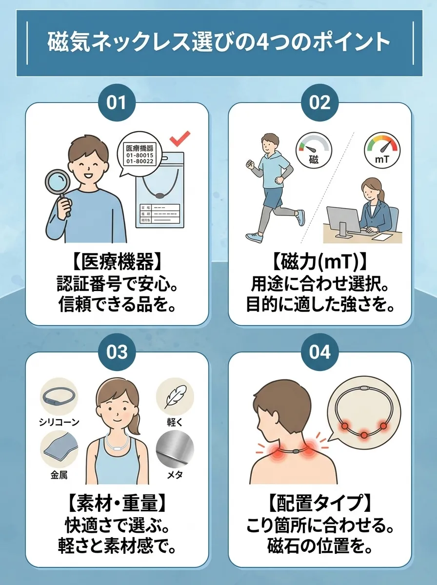磁気ネックレスを選ぶ4つのポイント