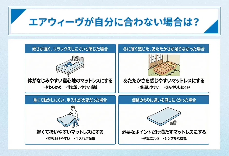 エアウィーヴが合わない人場合の選択肢