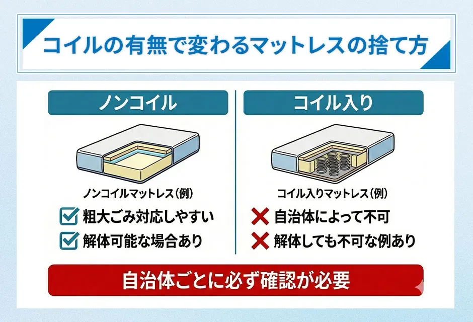 コイルの有無で変わるマットレスの捨て方