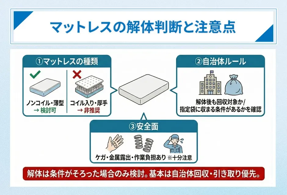 マットレスの解体判断と注意点