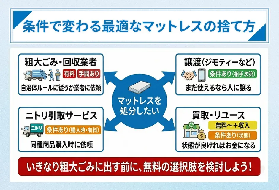 条件によって異なる最適なマットレスの捨て方