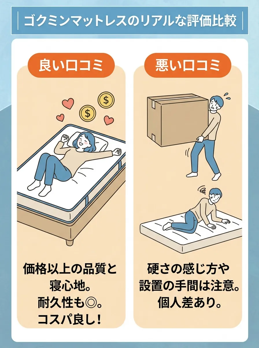 ゴクミンのマットレスのリアルな評価比較