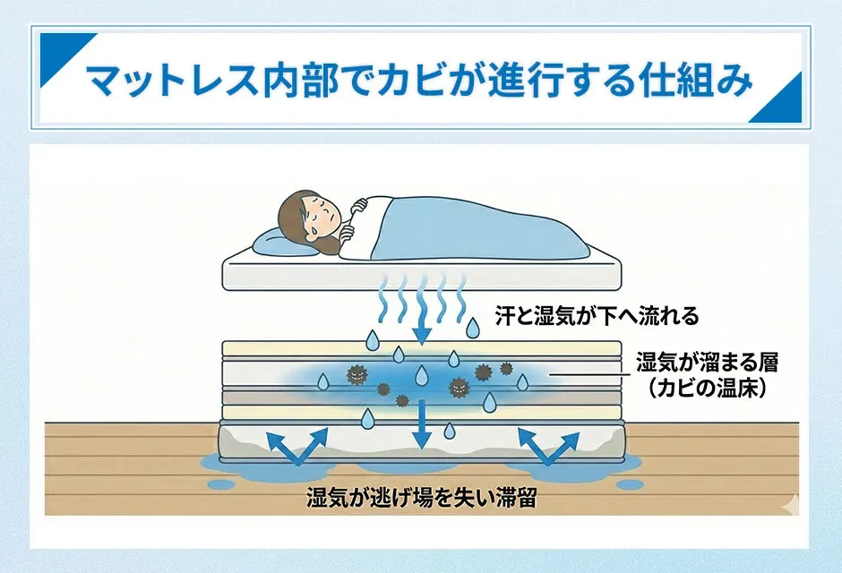 マットレス内部でカビが進行する仕組み