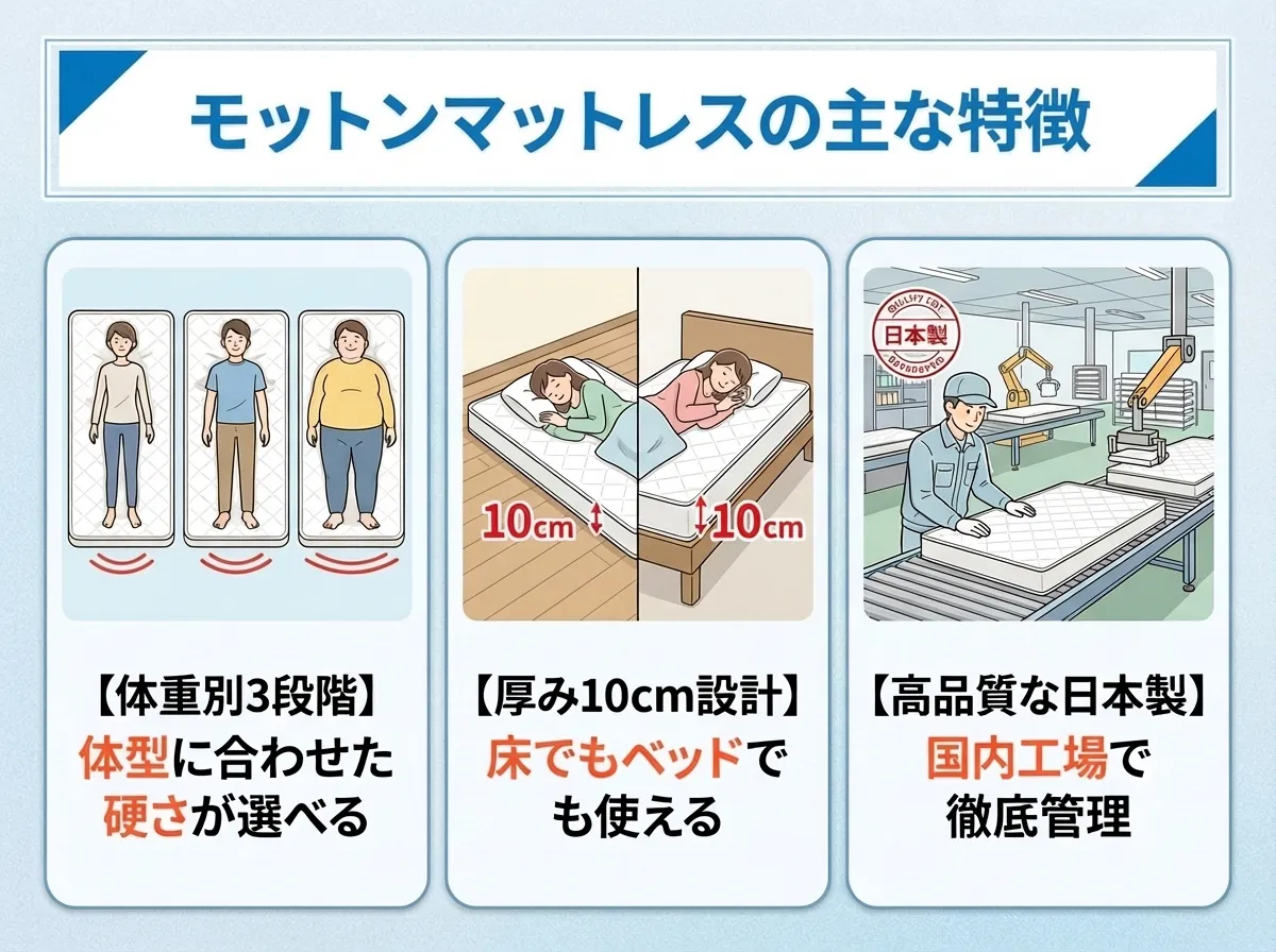 モットンマットレスの主な特徴