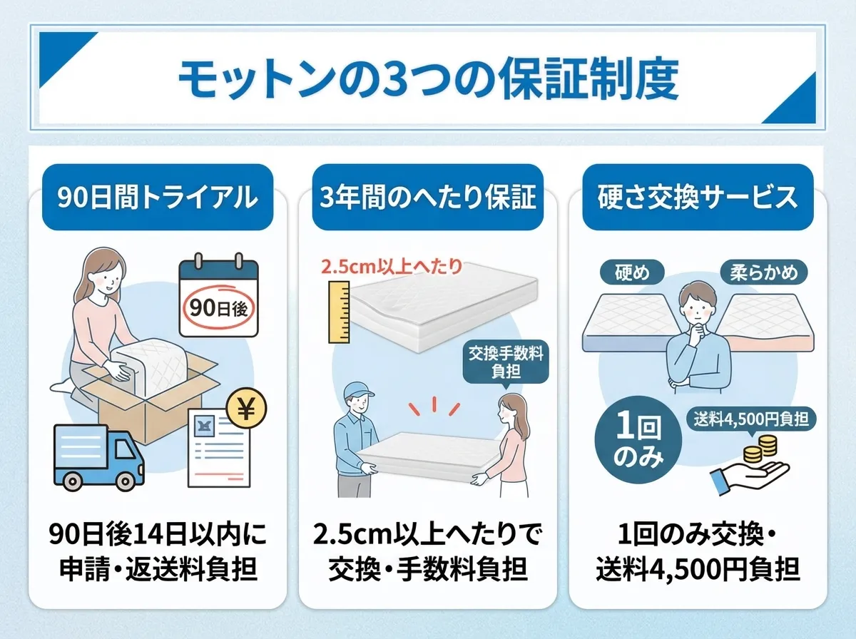 モットンマットレスの3つの保証制度