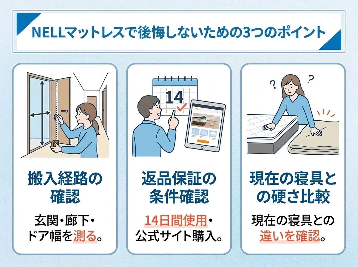 NELL マットレスで後悔しないための3つのポイント