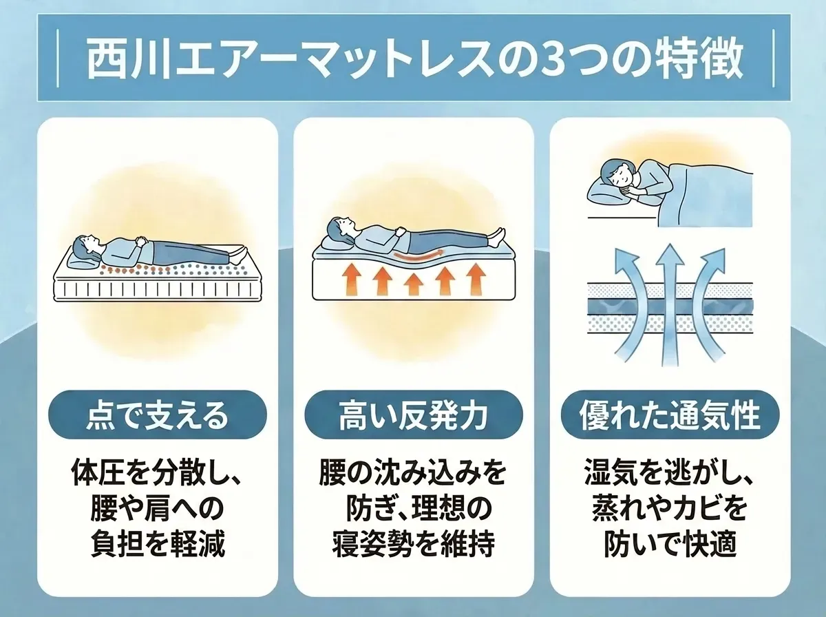 西川エアーマットレスの3つの特徴