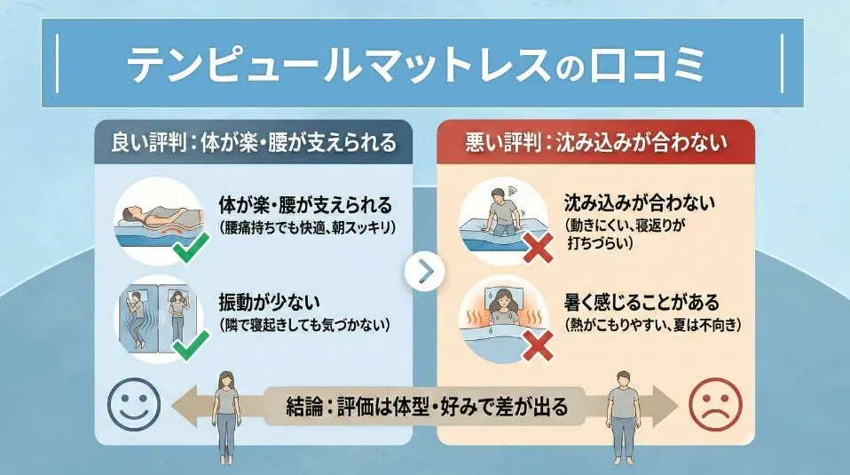 テンピュールマットレスの口コミ