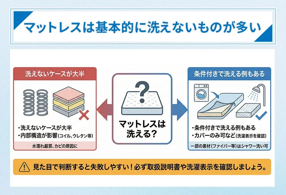 マットレスは基本的に洗えないものが多い