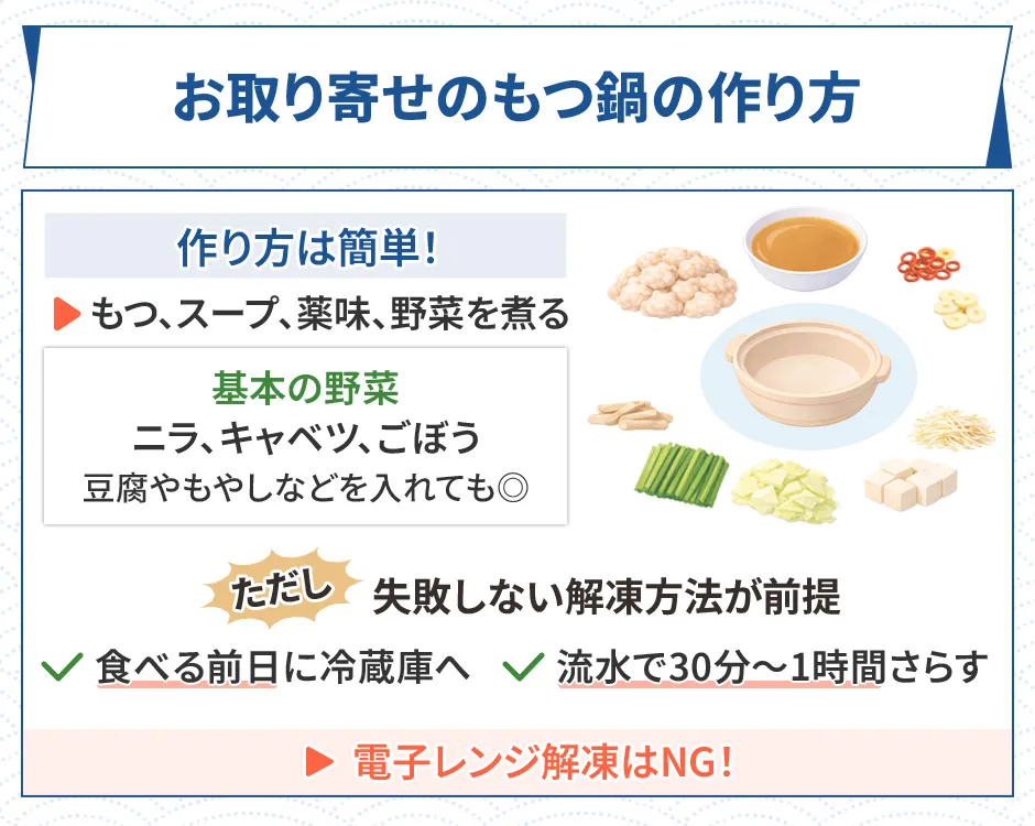 お取り寄せしたもつ鍋の作り方