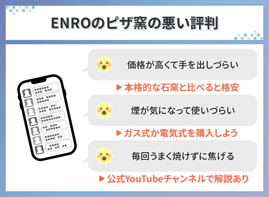 ENROのピザ窯の悪い評判