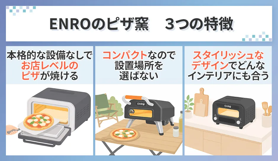 ENROのピザ窯の3つの特徴