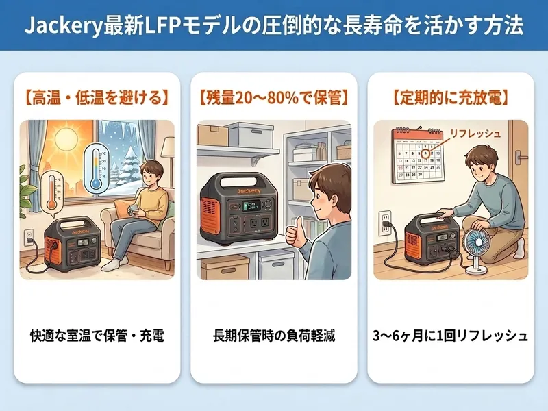 Jackeryポータブル電源の長寿命を活かす方法