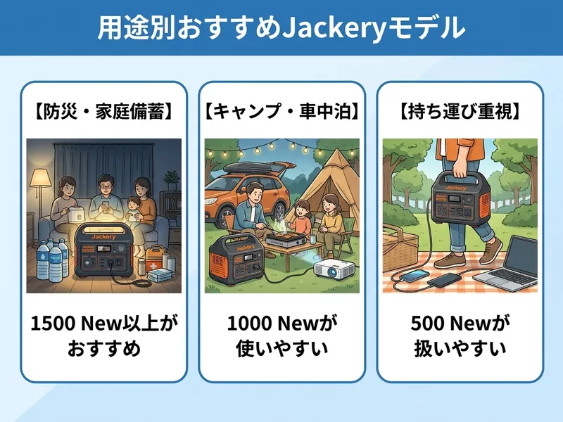 用途別おすすめJackeryモデルの選び方