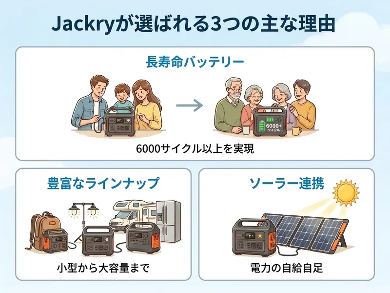 Jackeryポータブル電源が選ばれている3つの理由