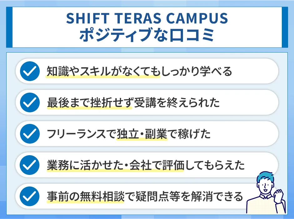 SHIFT TERAS CAMPUSのポジティブな口コミ