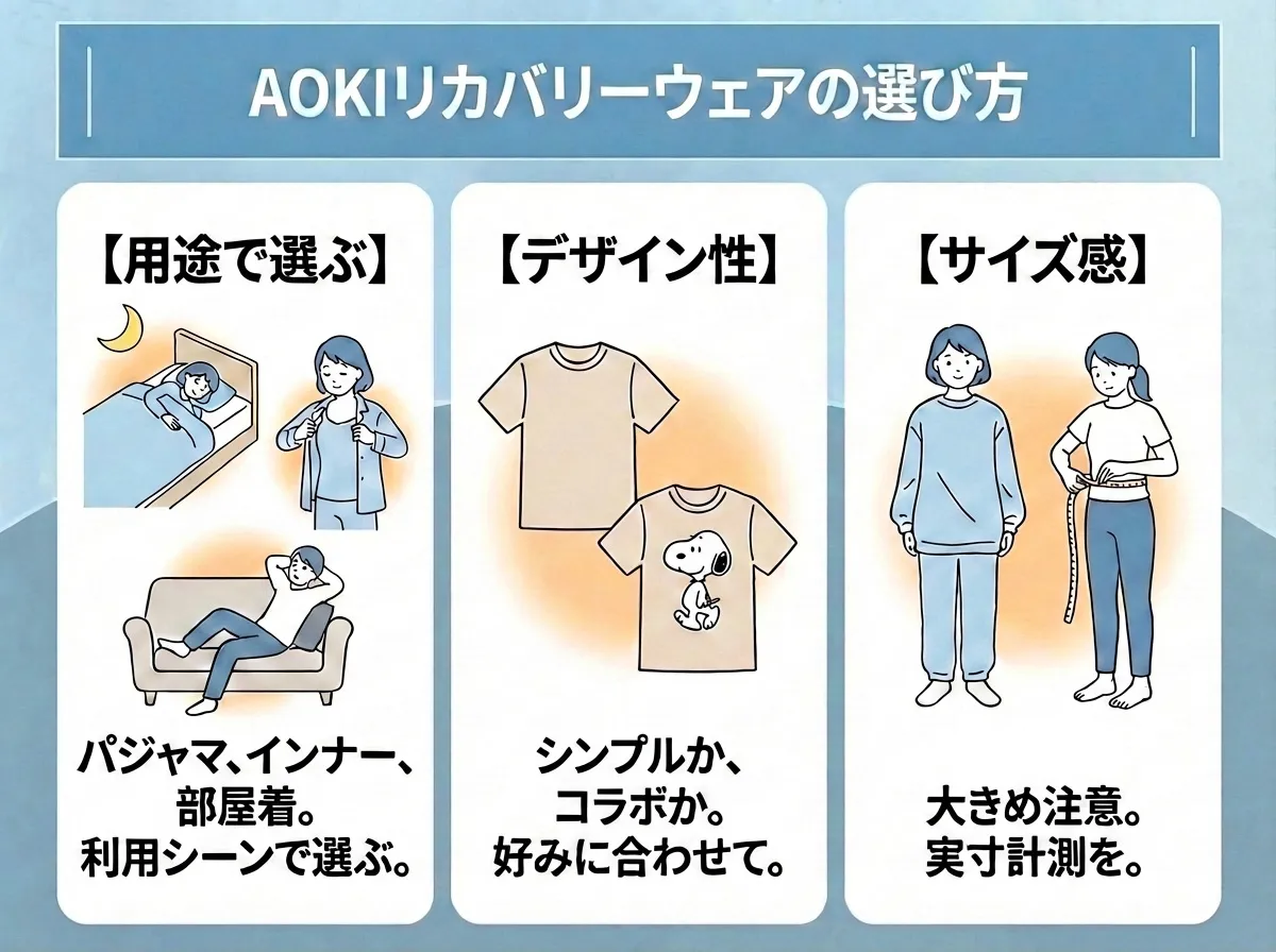 AOKIのリカバリーウェアの選び方