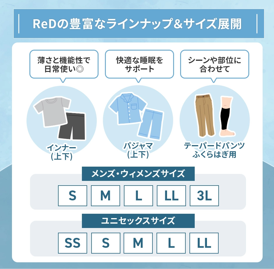 ReDのリカバリーウェアのラインナップ