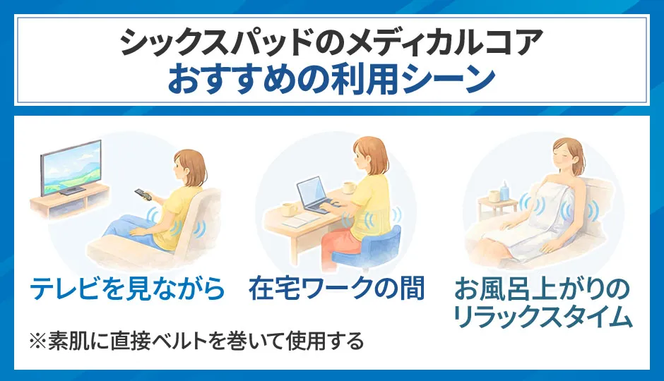 シックスパッド メディカルコアのおすすめの利用シーン