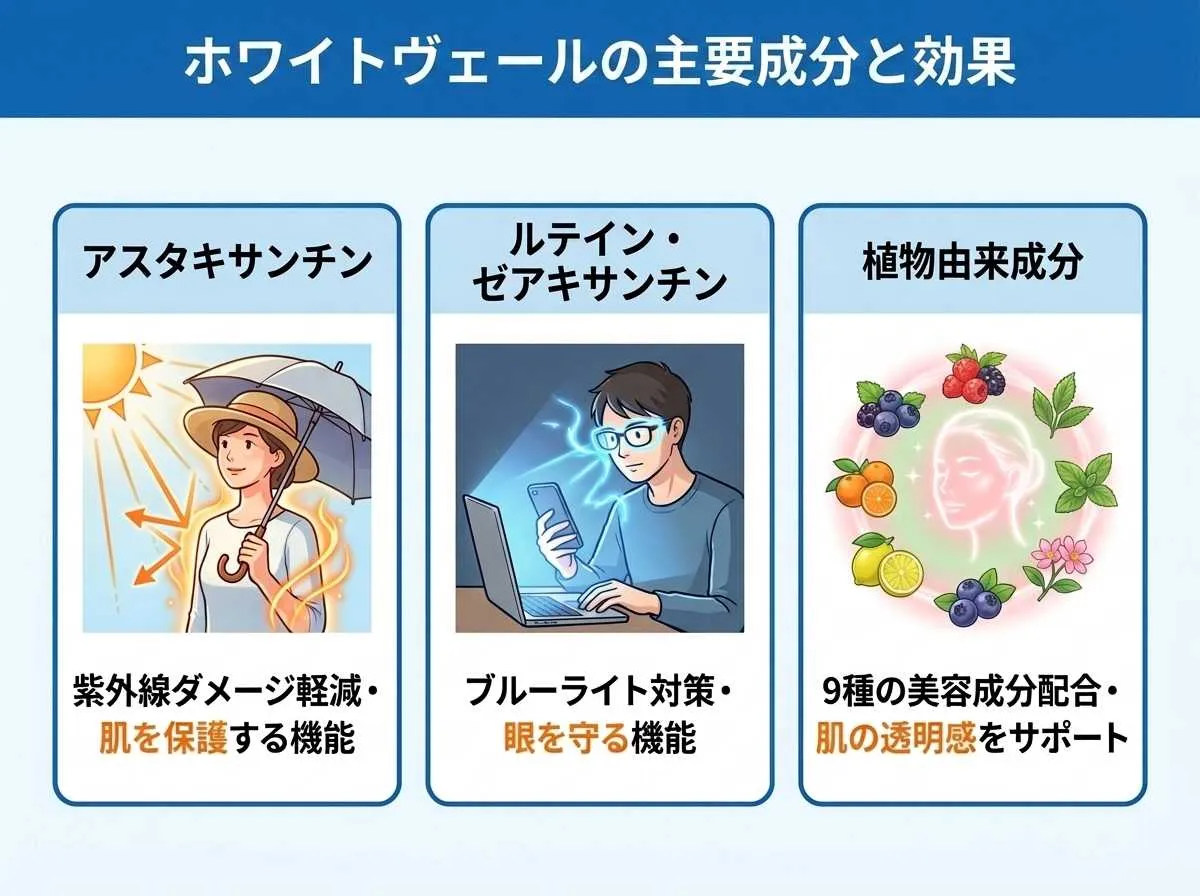 ホワイトヴェールプレミアムの主要成分と効果