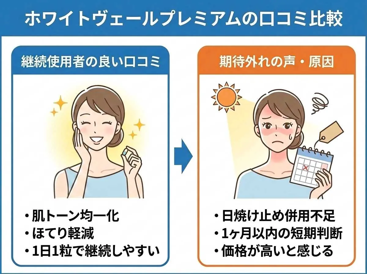 ホワイトヴェールプレミアムの口コミを比較